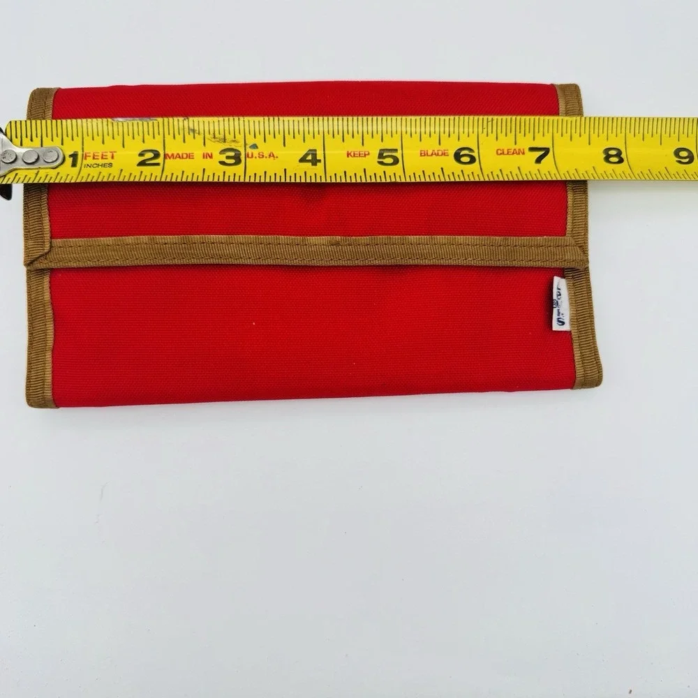 Levis Vintage Red Nylon Trifold Checkbook Wallet Hook Loop Closure